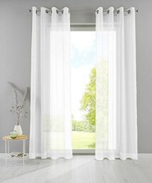 YASMIN Basel 20332TR2 Eyelet Curtains 245 x 140 cm White Transparent Set of 2