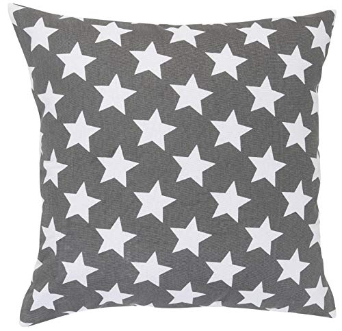 Elbersdrucke Stars Allover 17 Cushion Cotton White Charcoal 45 x 45 cm
