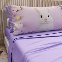 PETTI Artigiani Italiani - Easter Cotton Sheets with Pillowcases in Digital Print, Single Bed Sheet, Single Bed Set, 15 Lilac, Made in Italy