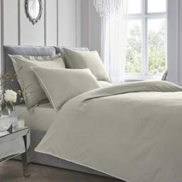 Appletree Silver Duvet Cover Set Double 200x200cm – 100% Cotton Hotel Bedding – 200 Thread Count – Soft Luxury Feel – Piped Edges – 2 Pillowcases – Elegant Silver Bed Linen