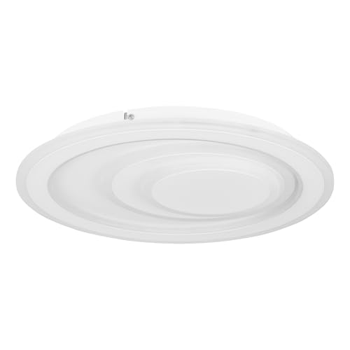 "Eglo LED Ceiling Light Fixture Penjamo 1, Flush-Mount Ceiling lamp, Round Living Room and Bedroom Lighting, White Metal and Plastic, Neutral White, Ø 15"""