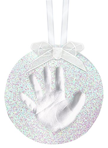 Pearhead Christmas Baby's First Handprint or Footprint Ornament Kit, Holiday Newborn Gift, Easy No-Bake DIY Babyprints Clay Kit, Christmas Baby Keepsake Gift, Glitter