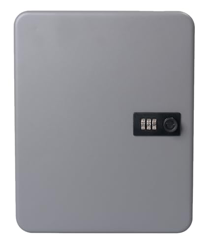 Pavo - Key Cabinet, 54-Hooks, Combination Lock, Dark Grey, 54 Keyrings, Size: 6 x 24 x 30 cm - 8032587