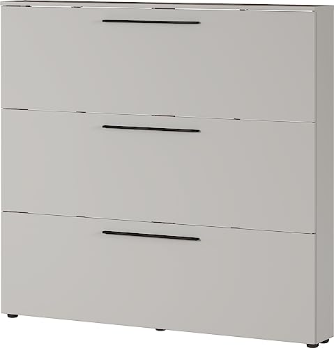 Germania shoe rack 2578-572 GW-Utah, in cashmere, with space for 18 pairs of shoes, shallow depth, ideal for narrow corridors, 140 x 129 x 19 cm (WxHxD)