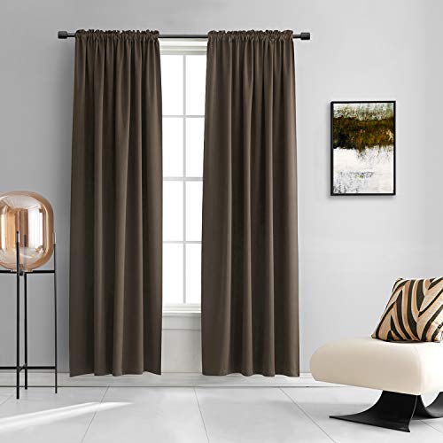 2 Panels 84 inch Length Chocolate Brown Blackout Curtain Panels for Bedroom - Rod Pocket Room Darkening Thermal Insulated Drapes Curtains for Living Room (42 x 84 Inches Long)