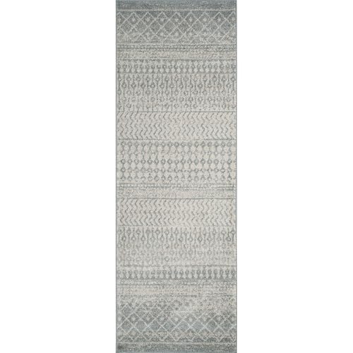 Livabliss Nice Geometric - Scandi Runner s Living Room 80x230 cm, Hallway, Kitchen - Neutral, Patterned Carpet Runners, Boho Style, Easy Care- Large, Cream, Blue and Light Beige
