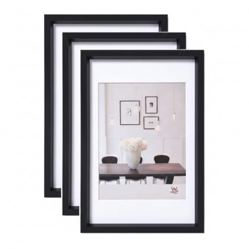 walther design - Steel Style ES015B3 Picture Frames, Black, 10 x 15 cm, Pack of 3 Plastic Frames