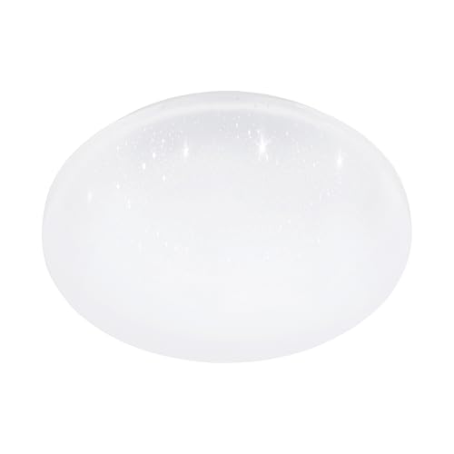 Eglo LED Ceiling Light Fitting Frania-IP, Crystal Effect Bathroom lamp, Office Lighting Made of White Metal and Plastic, Warm - Neutral - Cool White, IP44, Ø 31 cm