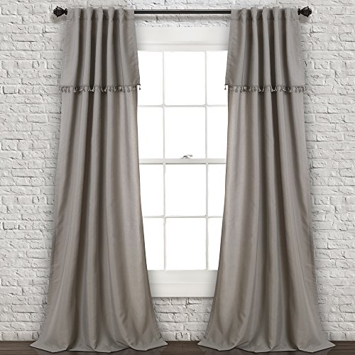 Lush Décor Ivy Tassel Window Curtain Panel Pair, 84 in x 40 in, Gray