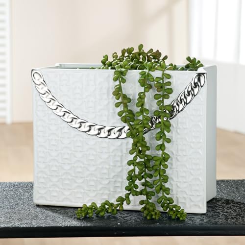 GILDE Decorative Vase White - Decorative Vase Bag HX Ceramic White - Decoration Gift Birthday Gift - Height 20 cm