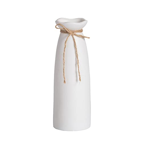"White Ceramic Vase-Flower Vase Dried Flower Vase for Modern Home Decor, Fit for Foyer Living Room Fireplace Bedroom Kitchen,Decent Gift, 8.27"" H"
