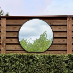 "The Circulus - Black Framed Flat Bottom Circular Garden Wall Mirror - Perfect for the Mantle! 41"" X 39"" (105CM X 100CM)"