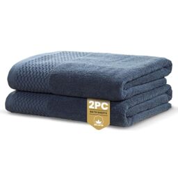 Rapport Home Eden Weave Bath Sheets 2 Pack - Pacific Blue 90x140cm - Luxurious 500GSM 100% Cotton - Oeko-Tex Certified Absorbent & Soft Bathroom Towels