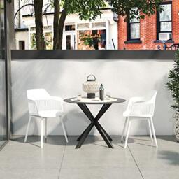 DHP Furniture Camelo Resin Dining Chairs, White, Pack of 2