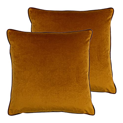 furn. Gemini Feather Filled Cushions (Twin Pack), Polyester, Pumpkin / Bamboo / Burgundy