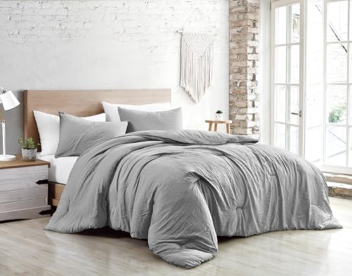 Jenny Sesal Duvet Cover Set – Solid Colour – 100% Pure Cotton – Made in Italy Double – Single – Duvet Cover Set + Pillowcases (Light Grey, Single)