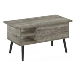 Furinno Wooden Leg Lift Top Coffee Table with Hidden Compartment and Side Open Storage Shelf for Living Room, Engineered Wood, French Oak Grey, 45 (D) x 89.9 (W) x 46.2 (H) cm