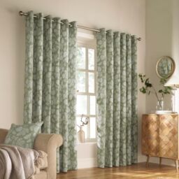 furn. Irwin Woodland Eyelet Curtain Pair - Sage - 229x183cm
