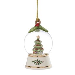 Lenox Ornament, Tree in Snow Globe Ornament, Made from Porcelain, 24K Gold Accents, Includes Gold Cord for Tree Decoration, Christmas Decorations, Christmas Ornaments, Indoor Winter Decor (1 Piece)