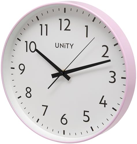 Unity Wall Clock, Fradley, Silent Sweep, Modern, Pink, 30cm / 12-inch