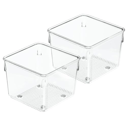 iDesign 52730M2 Linus Organiser Tray, Small Plastic Drawer Insert, Pack of 2 Accessories Organiser Boxes, Clear,10.2 cm x 10.2 cm x 7.6 cm