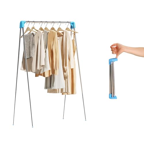 URZCT Travel Garment Rack,Portable and Foldable???Folding Clothes Rack for Dance,Travel,Camping, Drying,RV, Indoor,Outdoor. A Collapsible Mini Clothing Rack.