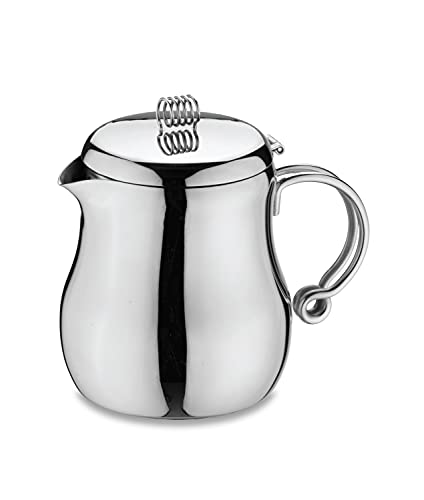 Caf?? Stal Elements Stylish 18/10 Stainless Steel Tea Pot with Cool Touch Wire Handles, Mirror Polished, 28oz