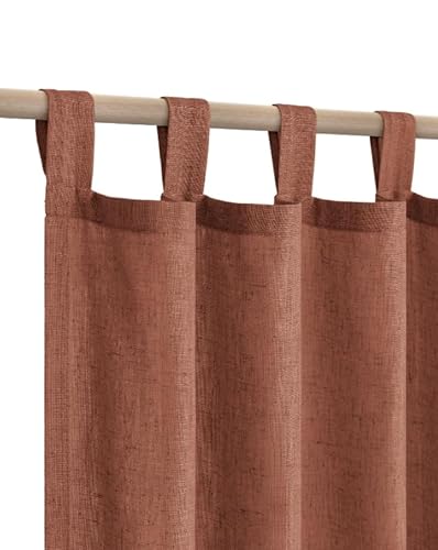 KOUFALL Terracotta Tab Top Linen Blend Curtains for Living Room 52x84 Inches Long
