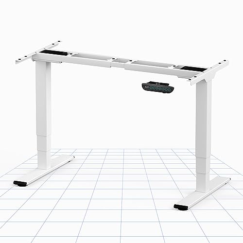 FLEXISPOT Standing Desk Dual Motors,Sit Stand Desk Height Adjustable Desk Stand Up Desk Electric Standing Desk with Memory Smart Pannel Large Lifting Range EC5 Series (White Frame Only,3 stages)