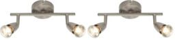 Amalfi 2 Way Adjustable Bar Spotlight Fixture - IP20 Semi Flush Ceiling Light - GU10 LED Compatible Spotlight Lamp - Residential and Commercial Dimmable Light Fitting - Satin Silver Finish (Pack of 2)