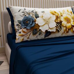 PETTI Artigiani Italiani - Cotton Sheets with Pillowcases in Digital Print, Double Bed Sheet, Double Bed Set, Flower Ceramic-04, 100% Made in Italy