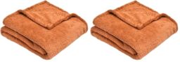 Sleepdown Rust Orange Super Soft Teddy Fleece Throw Over Sofa Super Soft Warm Cosy Bed Blanket Bedspread - 125cm x 150cm, 5056557514519 (Pack of 2)