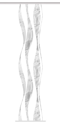 HOME WOHNIDEEN SOEREN sliding curtain in silk look, digital print, 245 x 60 cm, with accessories, colour: grey, size: 245 x 60 cm, quantity: 1
