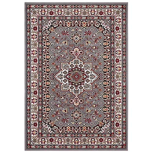 Nouristan Oriental Short Pile Rug Parun Täbriz Grey 80 x 150 cm