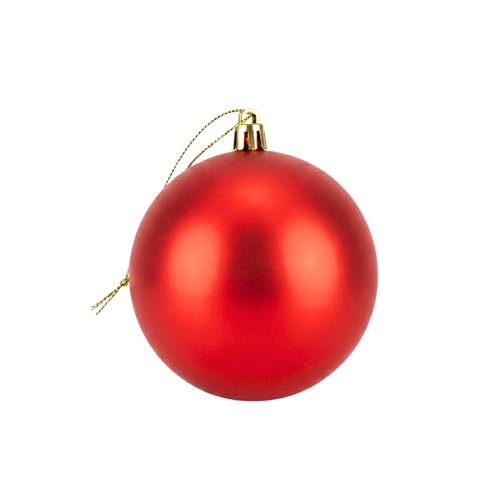 20cm Large Red Bauble PVC Shatterproof Matt Finish Christmas Balls Ornament - Festive Xmas Tree Hanging Decorations, Round Ornament for Holiday Home Decor