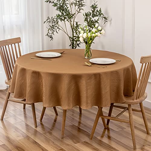 maxmill Harvest Round Swirl Design Table Cloth Waterproof Wrinkle Free Heavy Weight Soft Tablecloth for Fall Thanksgiving Dinning Circular Table Cover Decoration Round 70 Inch, Fall Leaf