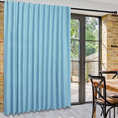 DWCN Patio Sliding Door Curtains - Extra Wide Curtains for Glass Door, Room Divider Blackout Thermal Curtain Panel with Back Tab & Rod Pocket for Bedroom Partition, 100 x 96 Inches, Light Blue