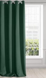 Eurofirany LOGAN Extra Long Blackout Curtain - 1 Unit. Eyelets, Light blocking, Room Darkening Bedroom Living Room, W55 x L106, Dark Green