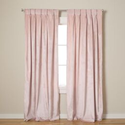 Exclusive Home Curtains Velvet Pinch Pleat Top Panel Pair, Blush Pink, 27x84, 2 Piece