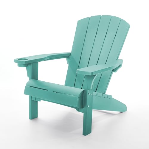 Keter Alpine Adirondack Garden Chair – Aqua Teal - Outdoor Wood-Effect Chair - Weatherproof, Durable & Maintenance-Free - Comfortable Deep Seat - Lightweight, Easy Assembly - 160kg Load Capacity