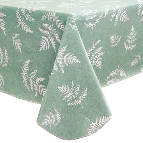 Walrus Heavy Duty Vinyl Tablecloth with Flannel Backing Waterproof Oil-Proof PVC Table Cloth Stain-Resistant Wipeable Rectangle or Square Table Cover (Mint Leaf, 60X84 Inch)