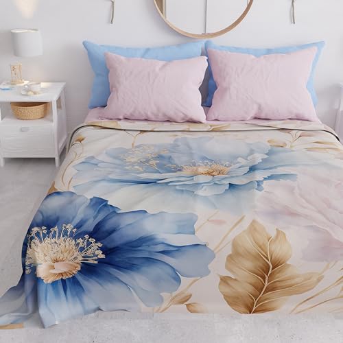 PETTI Artigiani Italiani - Microfibre Sofa Cover 260 x 270 cm, Marseille Floral Pattern - Multipurpose for Sofas, Bedspreads and Table Covers - Washable Protective Cover