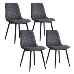 Relaxdays Dining Chair, Set of 4, Velvet, Metal Legs, 120 kg, Anthracite