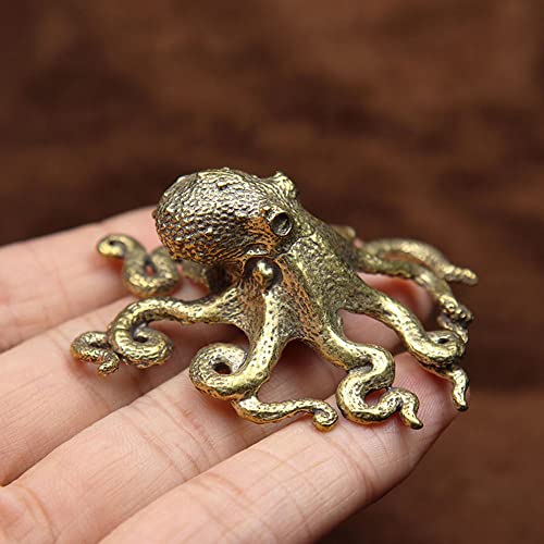 TEAMWILL Small Brass Metal Statue Ornament Animal Figurines Figurine House Decoration 1PC (Big Octopus???1PC???)