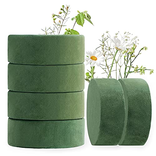 Max Shape Round Floral Foam Blocks, 4.72'' Dry Floral Foam for Artificial Flowers.Craft Project,Wedding Aisle Flowers,Arty Decoration (6)