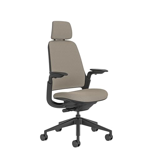 Steelcase Series 1 Upholstered Ergonomic Office Chair With LiveBack Lumbar Support, 4D Armests, Adjustable Headrest Beige, Made in Europe