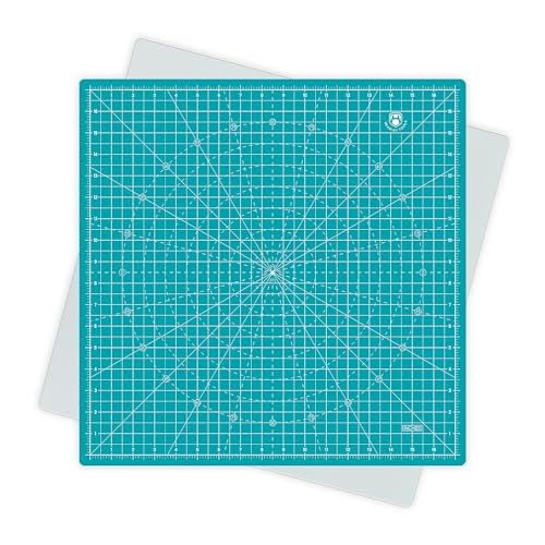 "Headley Tools 17""x17"" Rotating Cutting Mat, Self Healing Mat with 360-Degree Rotation & Anti-Slip Base, Sewing Board Cutting Mat Perfect for Fabric Quilting Leather Hobby Project, Turquoise"