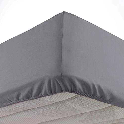 Douceur d'Intérieur, Double Fitted Sheet 140 x 190 cm Microfibre Plain Oscar Charcoal 100% Polyester 1643701
