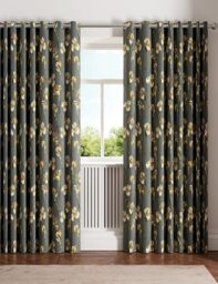 Ted Baker Wild Iris Blackout Lined Curtains Charcoal