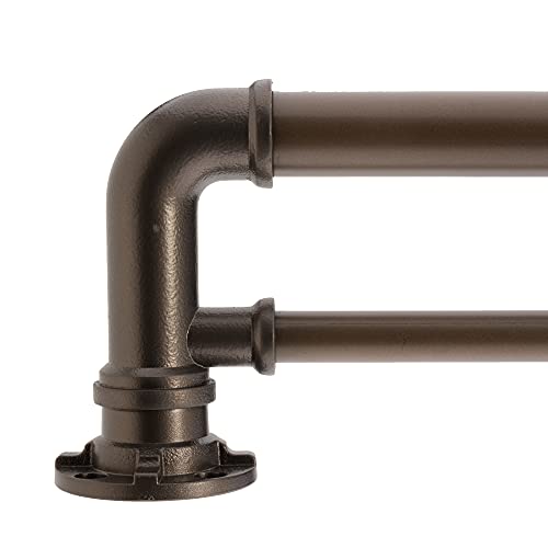 "Decopolitan 1"" Industrial Double Curtain Rod Set, 18 to 36 Inches, Dark Bronze"